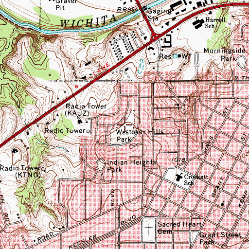 Topographic Map of Westover Hills Park, TX