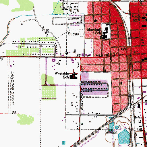 Topographic Map of Westside School, TX