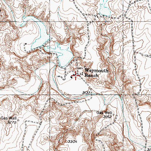 Topographic Map of Weymouth Ranch, TX