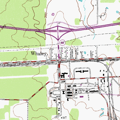 Topographic Map of Whaley, TX