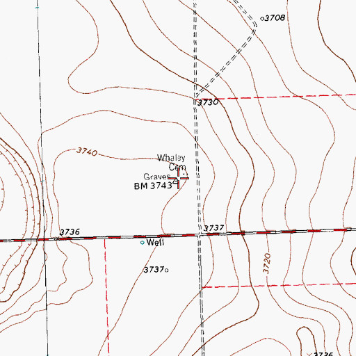 Topographic Map of Whaley Cemetery, TX