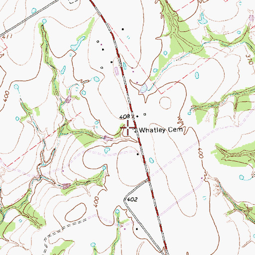 Topographic Map of Whatley Cemetery, TX