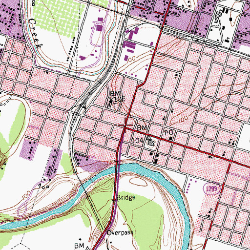 Topographic Map of Wharton, TX