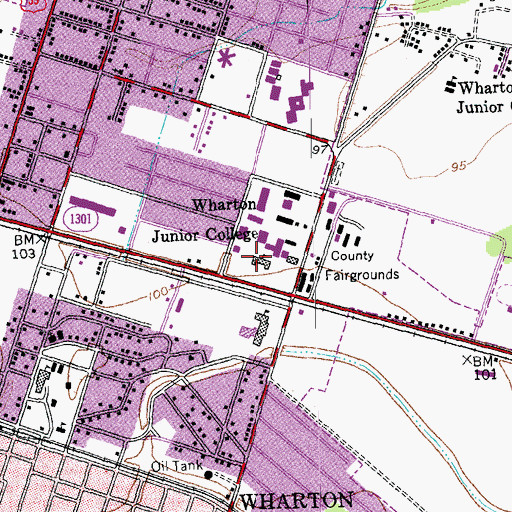 Topographic Map of Wharton County Junior College Main Campus, TX