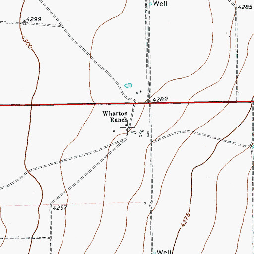 Topographic Map of Wharton Ranch, TX