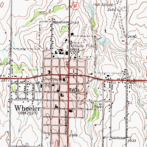 Topographic Map of Wheeler, TX