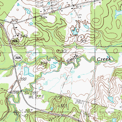 Topographic Map of Wheeler Creek, TX