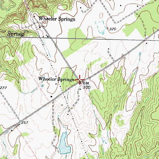 Topographic Map of Wheeler Springs, TX