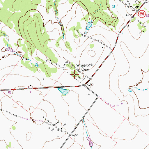 Topographic Map of Wheelock Cemetery, TX