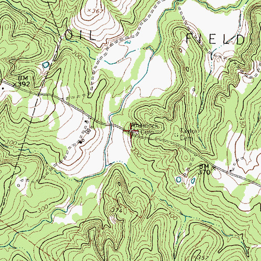 Topographic Map of Wheelock Cemetery, TX
