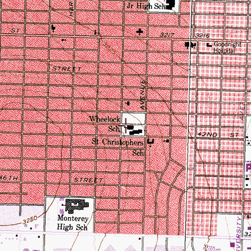 Topographic Map of Wheelock School, TX
