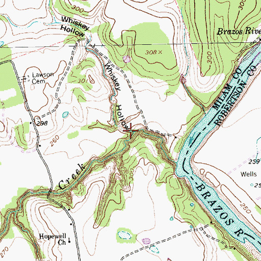 Topographic Map of Whiskey Hollow, TX