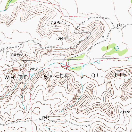 Topographic Map of White Baker Oil Field, TX