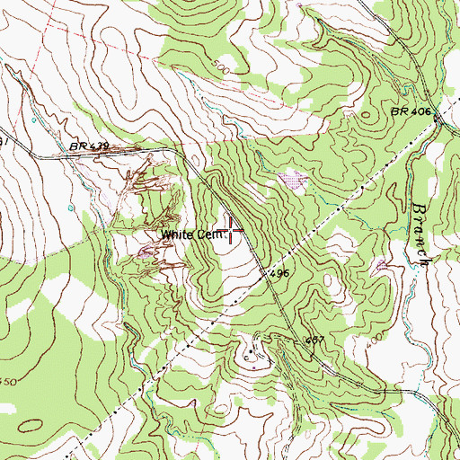 Topographic Map of White Cemetery, TX