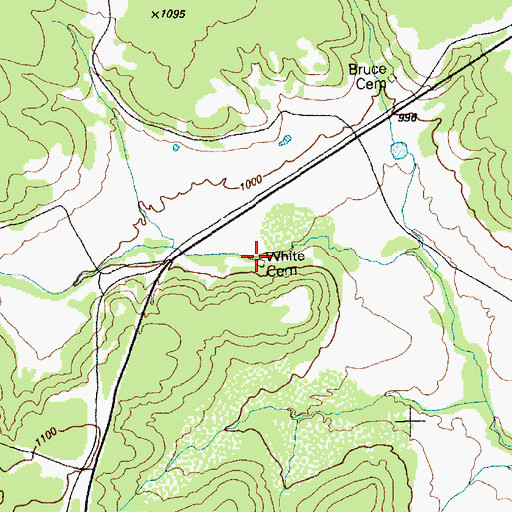 Topographic Map of White Cemetery, TX