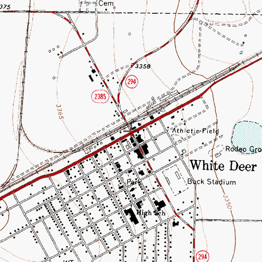 Topographic Map of White Deer, TX
