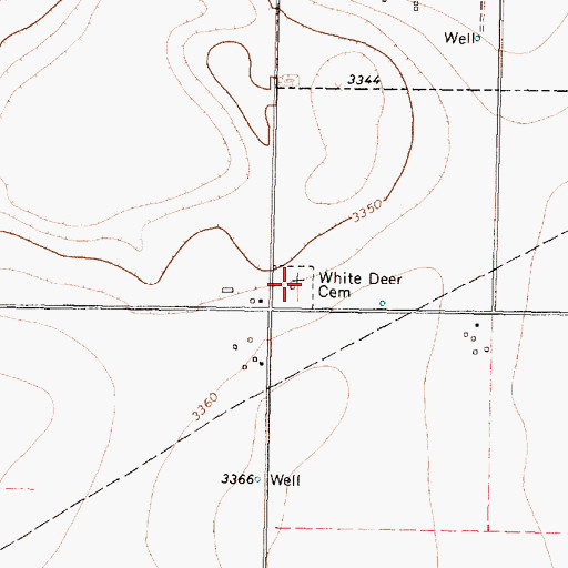Topographic Map of White Deer Cemetery, TX