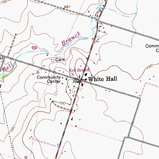 Topographic Map of White Hall, TX