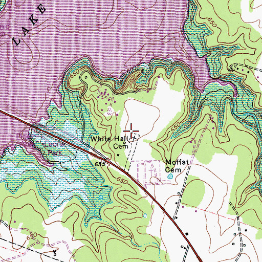 Topographic Map of White Hall Cemetery, TX