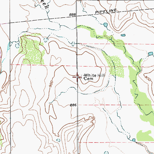 Topographic Map of White Hill Cemetery, TX