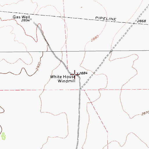 Topographic Map of White House Windmill, TX