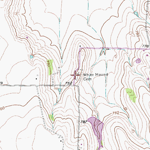 Topographic Map of White Mound Cemetery, TX