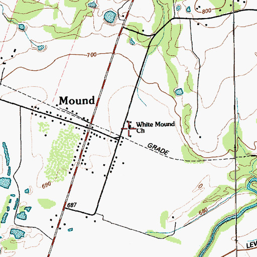Topographic Map of White Mound Church, TX
