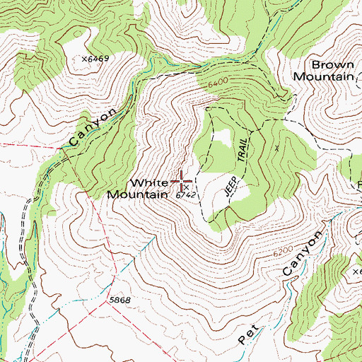 Topographic Map of White Mountain, TX