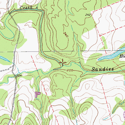Topographic Map of White Oak Branch, TX