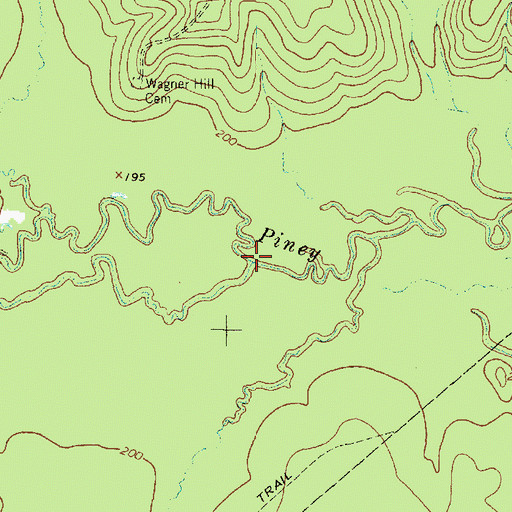 Topographic Map of White Oak Creek, TX