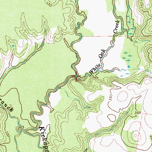 Topographic Map of White Oak Creek, TX