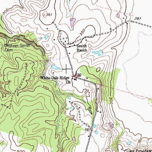 Topographic Map of White Oak Ridge Church, TX