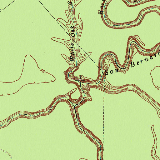 Topographic Map of White Oak Slough, TX