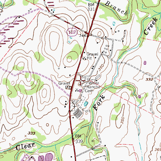 Topographic Map of White Rancho Cemetery, TX