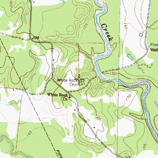 Topographic Map of White Rock Cemetery, TX