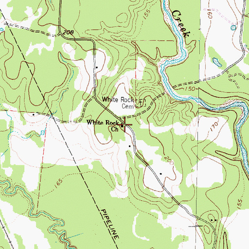 Topographic Map of White Rock Church, TX