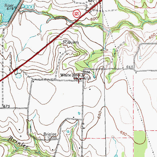 Topographic Map of White Rock Church, TX