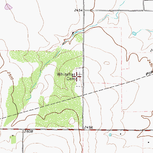 Topographic Map of Whiteflat Cemetery, TX