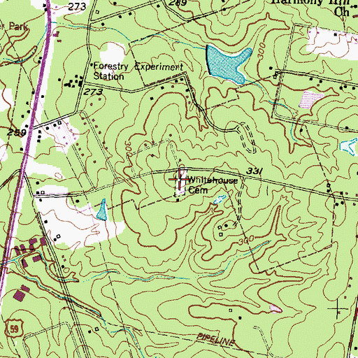 Topographic Map of Whitehouse Cemetery, TX