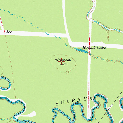 Topographic Map of Whiteoak Knoll, TX