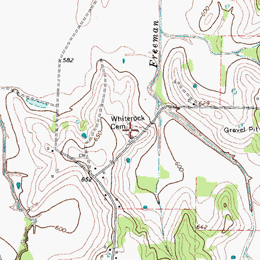 Topographic Map of Whiterock Cemetery, TX
