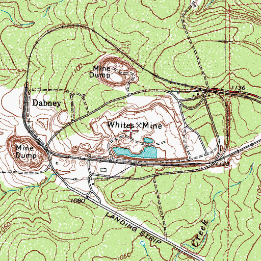 Topographic Map of Whites Mine, TX