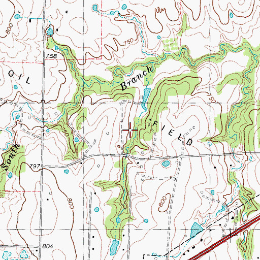 Topographic Map of Whitesboro Oil Field, TX