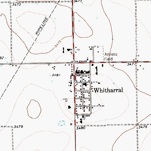 Topographic Map of Whitharral, TX