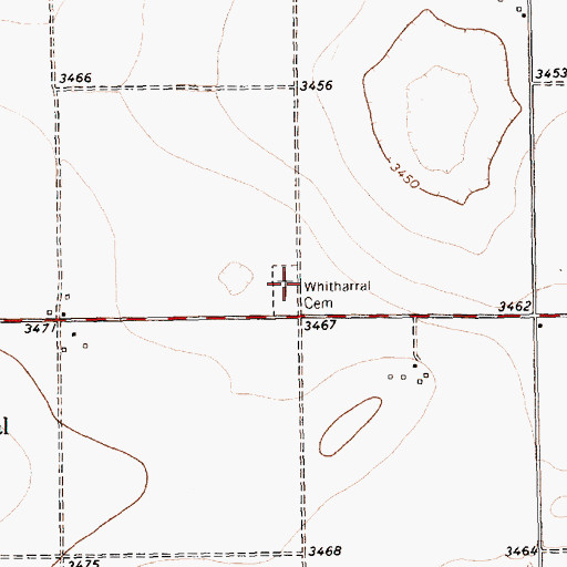 Topographic Map of Whitharral Cemetery, TX