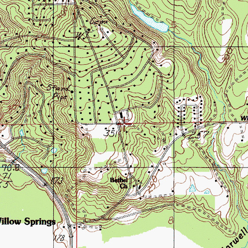 Topographic Map of Blue Ridge Baptist Church, AL