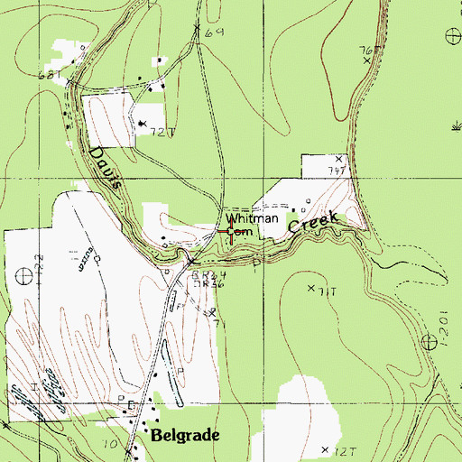 Topographic Map of Whitman Cemetery, TX