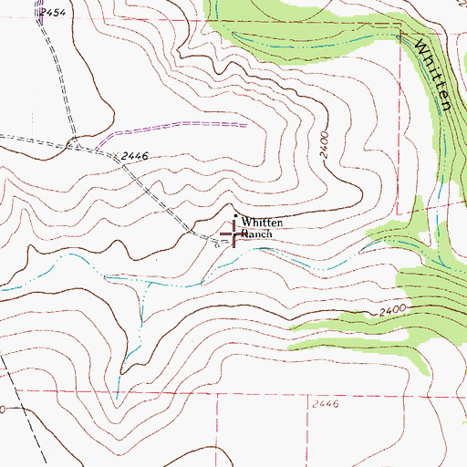 Topographic Map of Whitten Ranch, TX