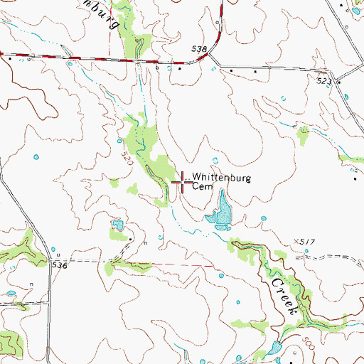 Topographic Map of Whittenburg Cemetery, TX