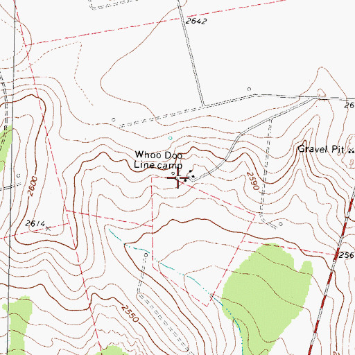 Topographic Map of Whoo Doo Line Camp, TX